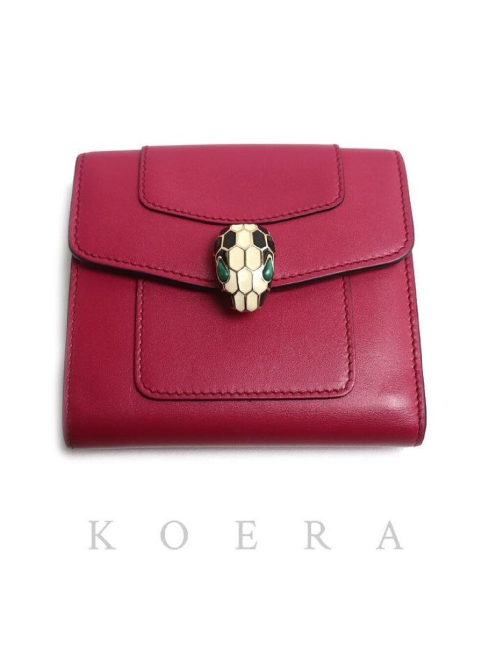 Bvlgari Serpenti Forever Compact Wallet Trifold Pink Purple